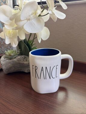 Rae Dunn White Mug with Blue Interior - FRANCE